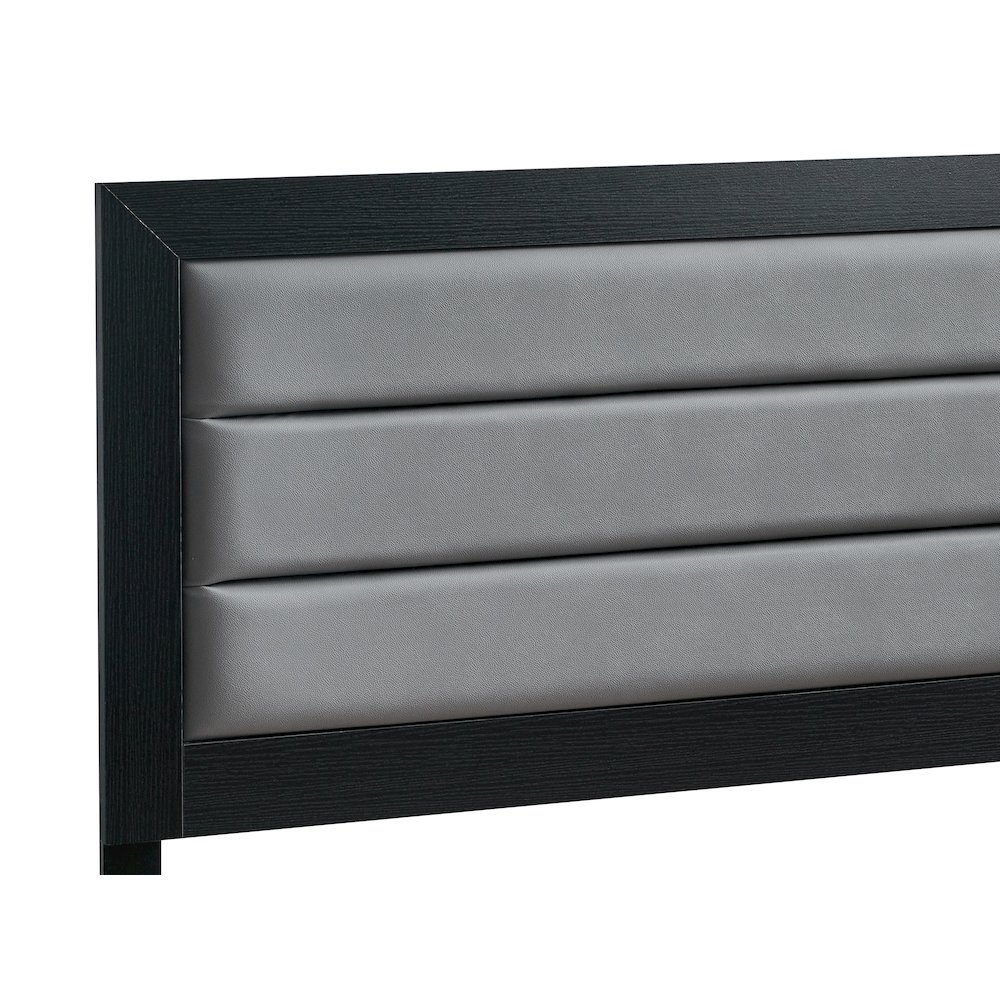 Wooden Platform Bed Frame with Headboard, Bedroom Bed Furniture, Black, King. Picture 6