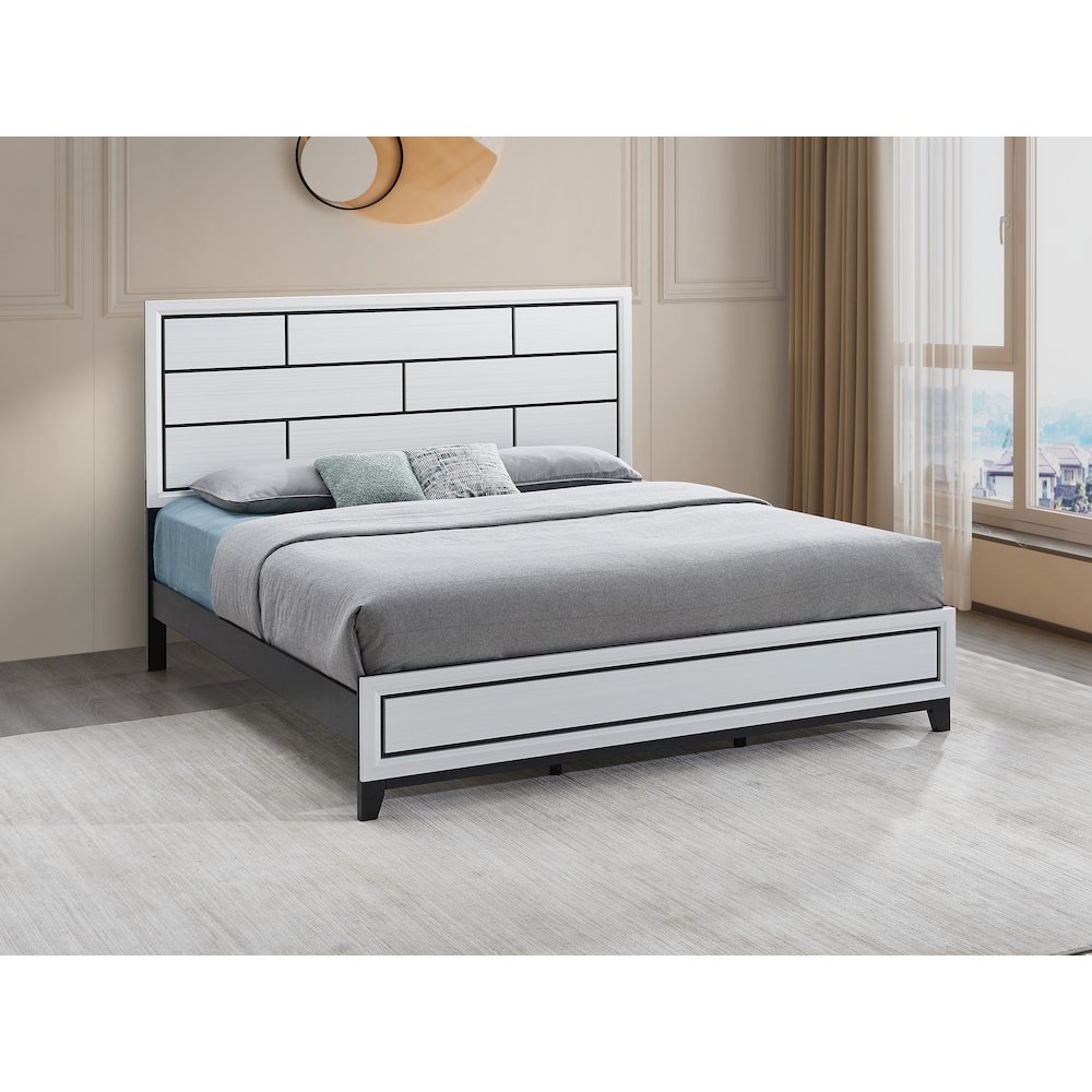 Contemporary Glasgow King Bed ( 2 Boxes) , White. Picture 10