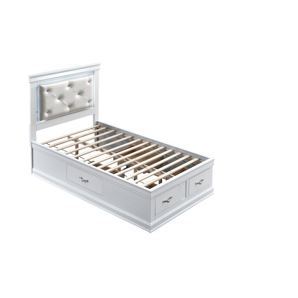 Glory Furniture Lorana Twin Bed, Sparkling White Color. Picture 2