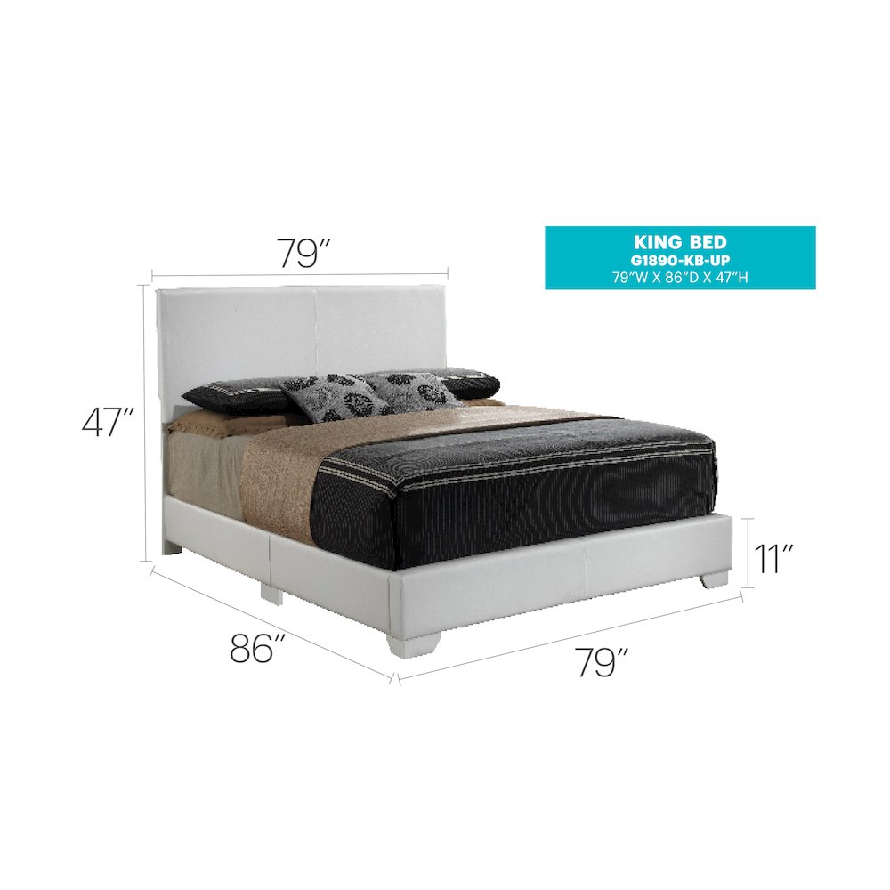 Glory Furniture Aaron King Bed in White Color. Picture 4