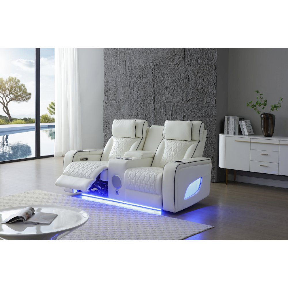 Glory Furniture Lumin Reclining Loveseat, White. Picture 8