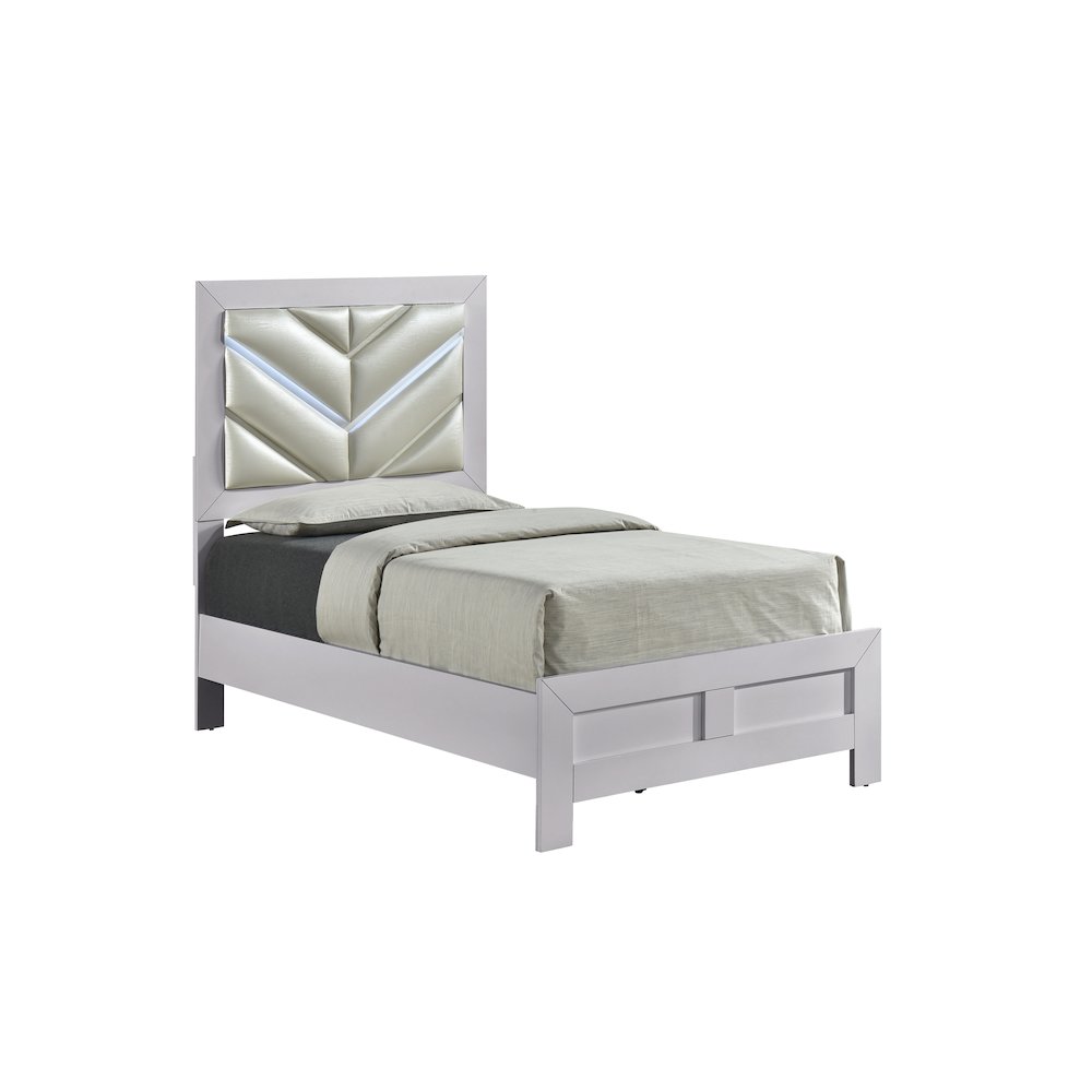 Glory Furniture Moreland Twin Bed, Sparkling White. Picture 1