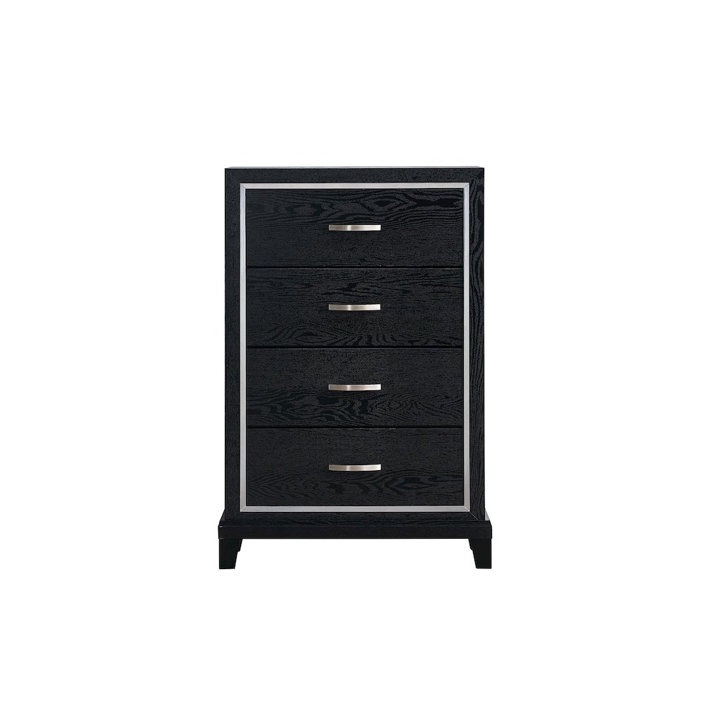 Contemporary Livingston 4 Drawer Chest, Black. Picture 4