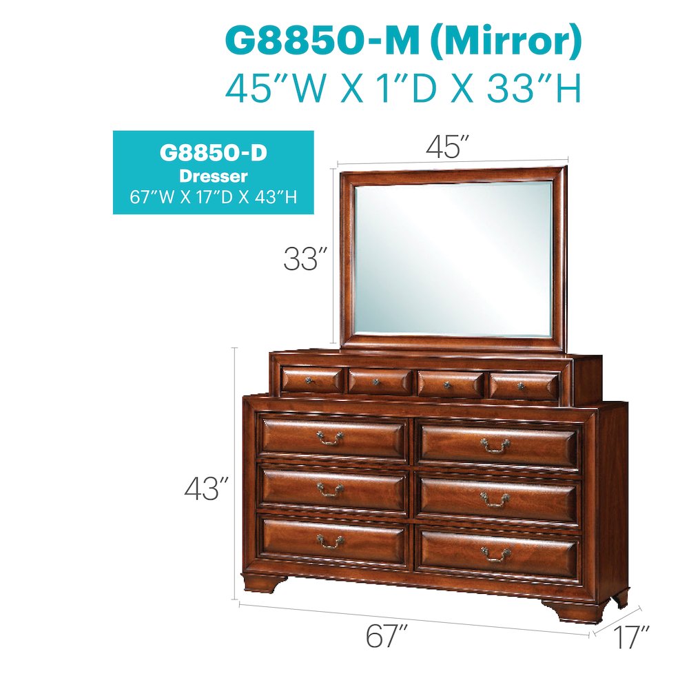 Glory Furniture LaVita Dresser in Oak Color. Picture 8