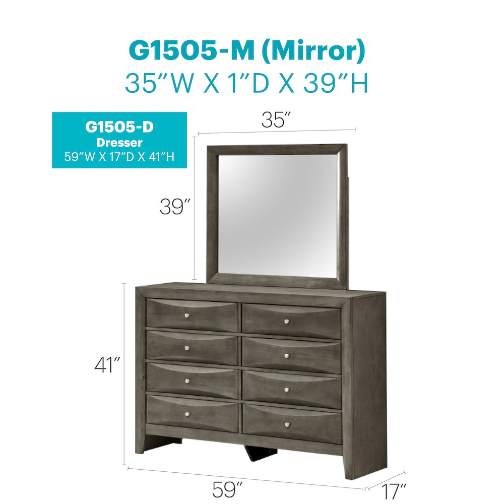 Glory Furniture Marilla Dresser in Gray Color. Picture 8