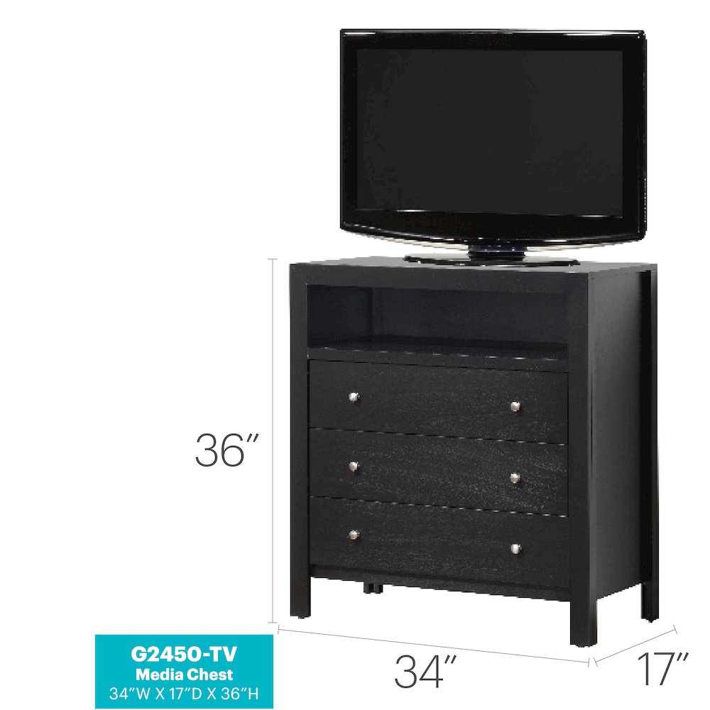 Glory Furniture Burlington Media Chest in Black Color. Picture 8