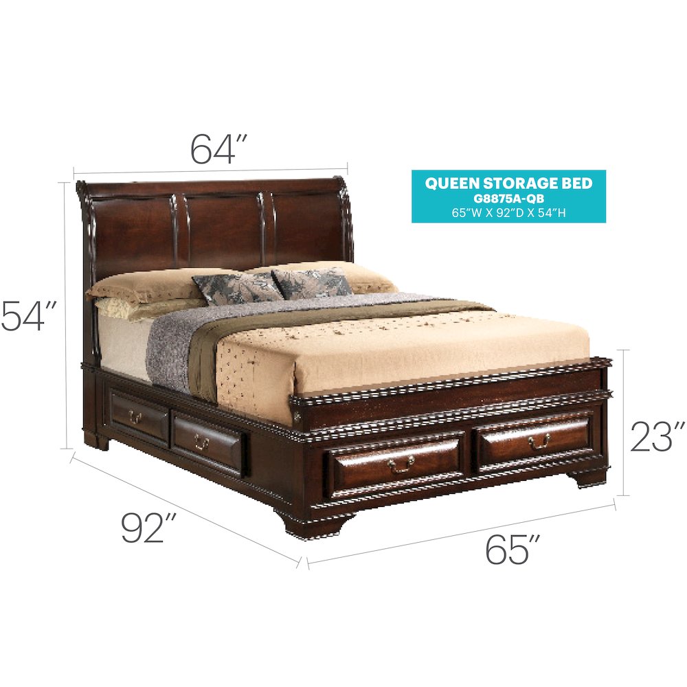Glory Furniture LaVita Queen Storage Bed in Cappuccino Color. Picture 6
