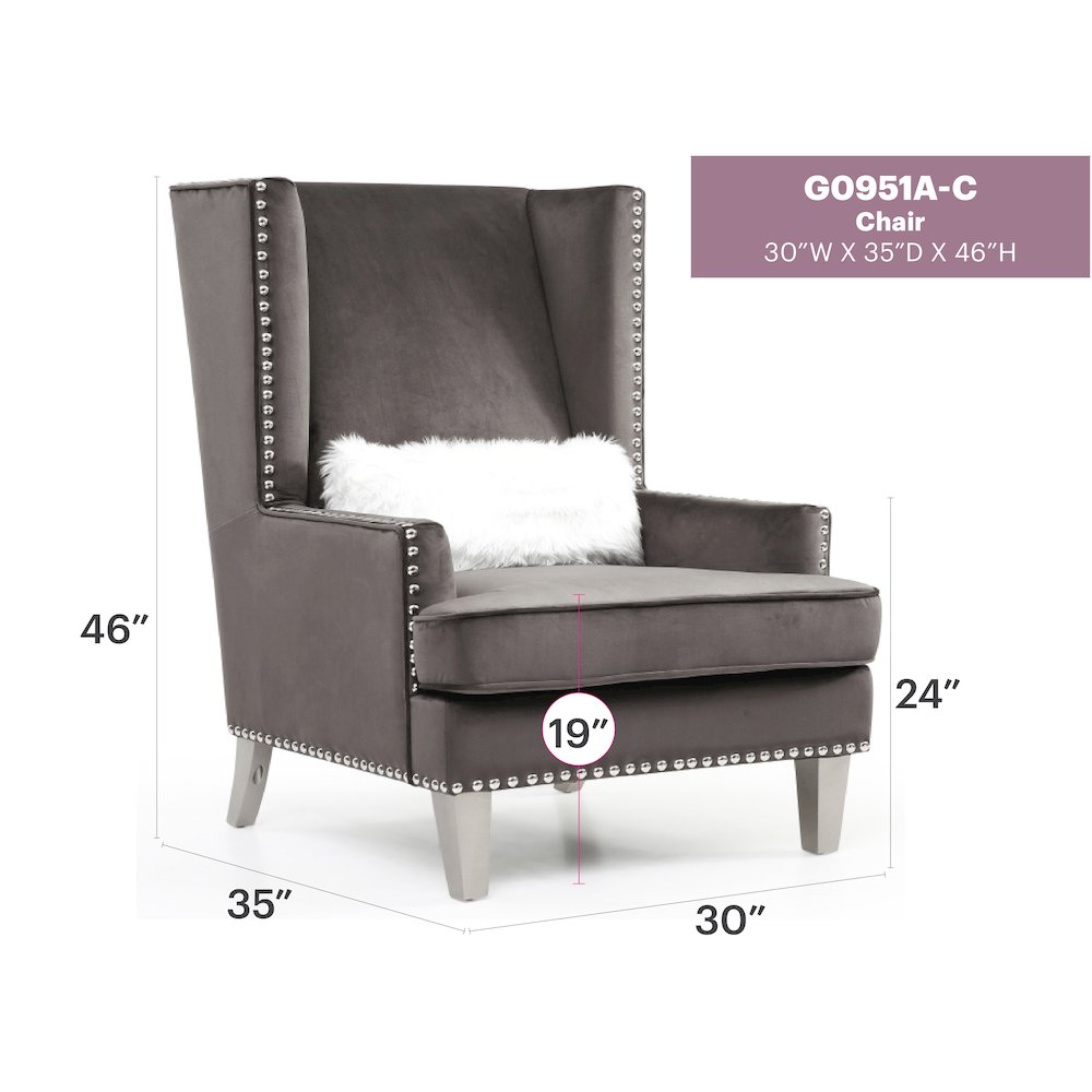Glory Furniture Wilshire Accent Chair in Gray Color. Picture 7