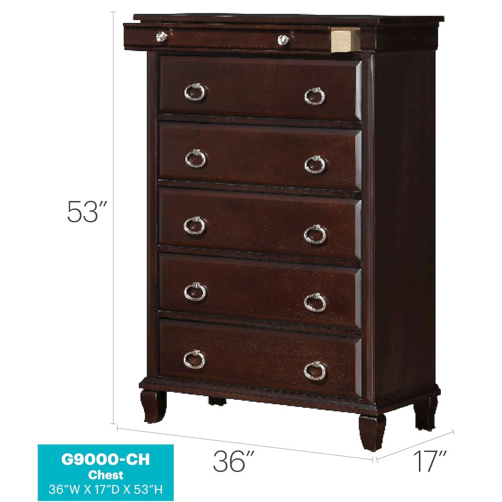 Glory Furniture Triton Chest in Cappuccino Color. Picture 8