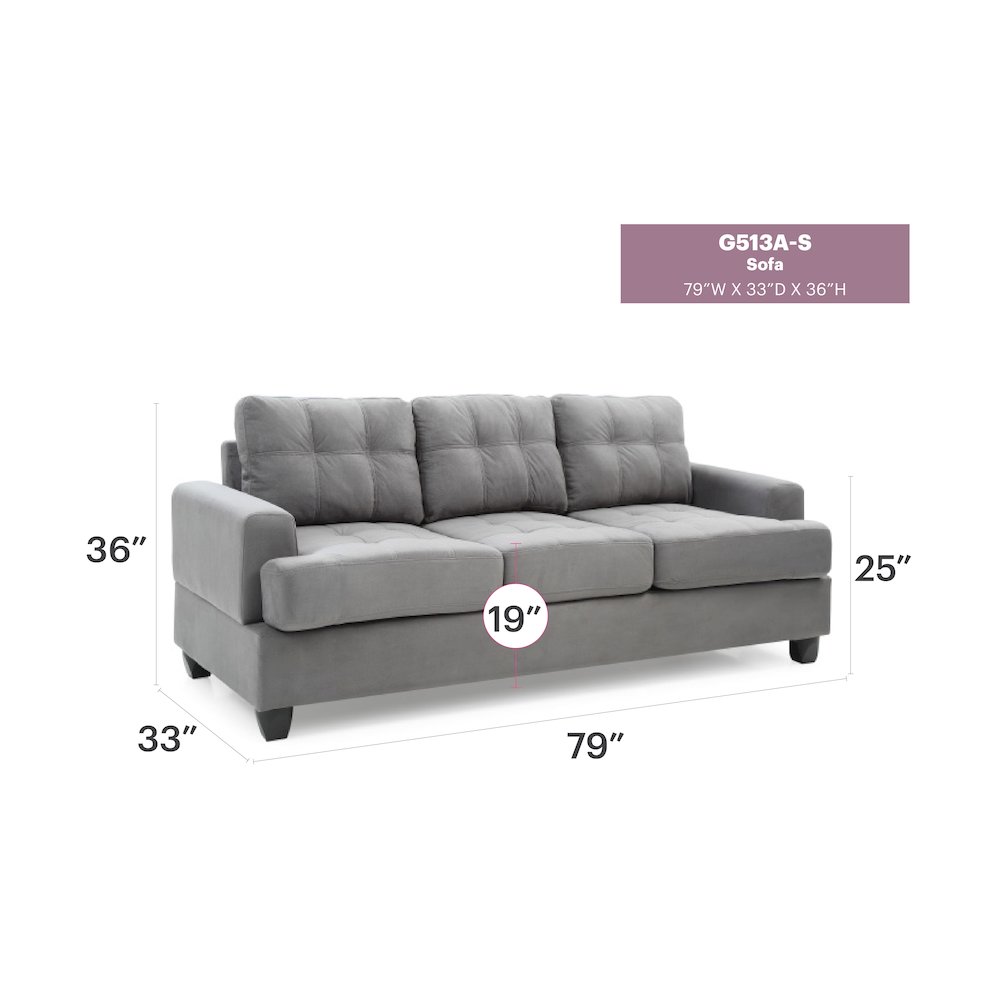 Glory Furniture Sandridge Sofa in Gray Color. Picture 6