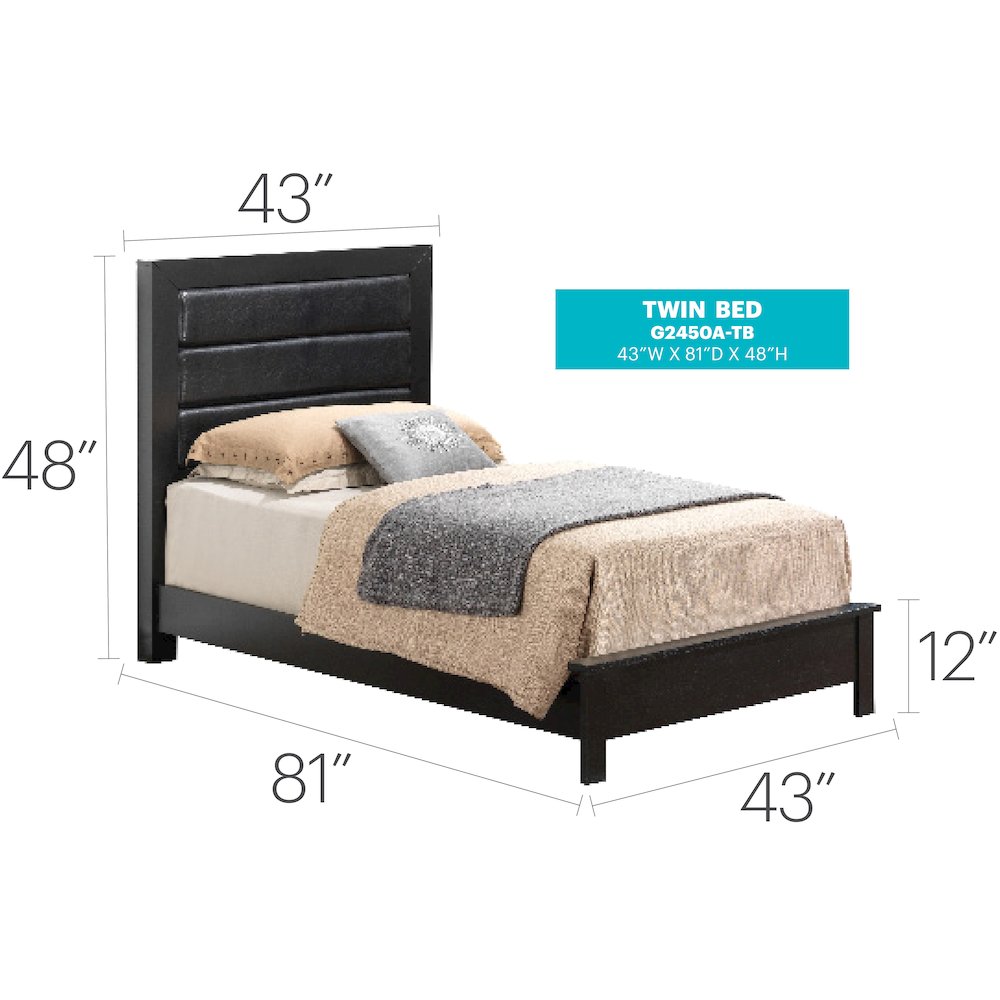 Glory Furniture Burlington Twin Bed in Black Color. Picture 7