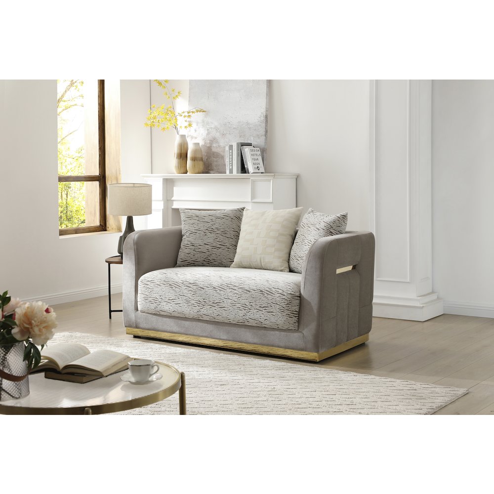 Upholstered Loveseat with Accent Pillows, Classic Sofa for Living Room. Picture 2
