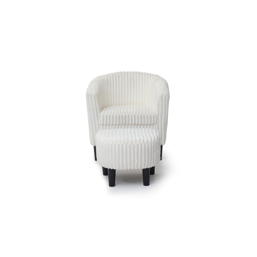 Accent Chair with Ottoman Set, Compact Lounge Chair for Bedroom, White. Picture 3
