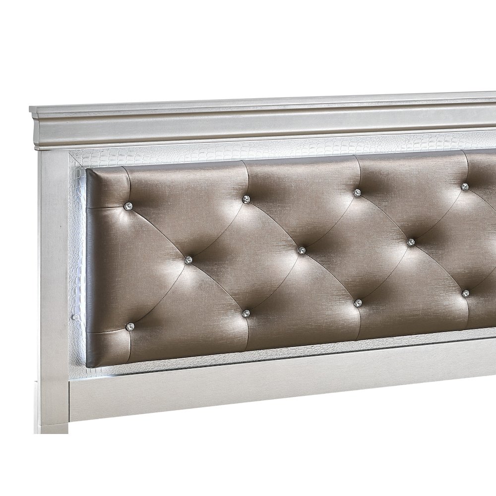 Glory Furniture Lorana King Bed, Silver Champagne Color. Picture 3