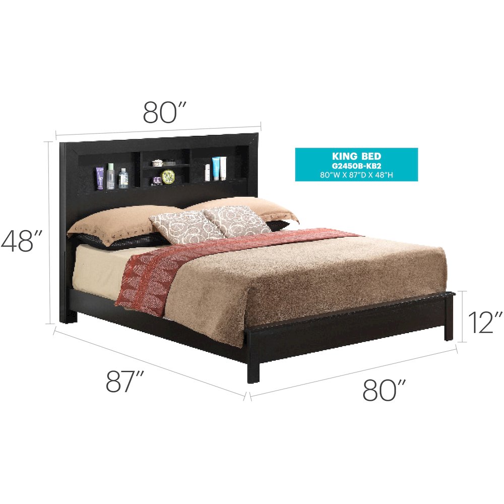 Glory Furniture Burlington King Bed in Black Color. Picture 3