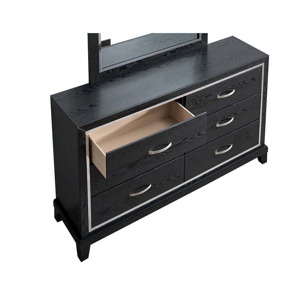 Contemporary Livingston  6 Drawer Dresser, Black. Picture 4