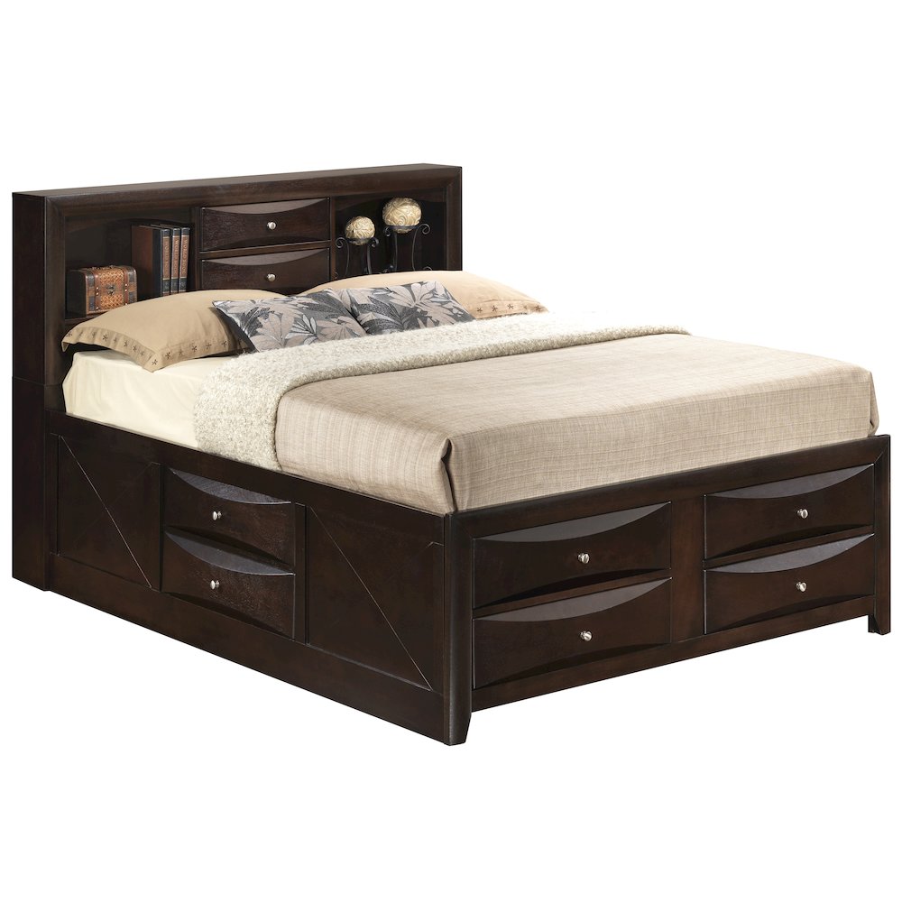Glory Furniture Marilla King Storage Bed in Cappuccino Color. Picture 2