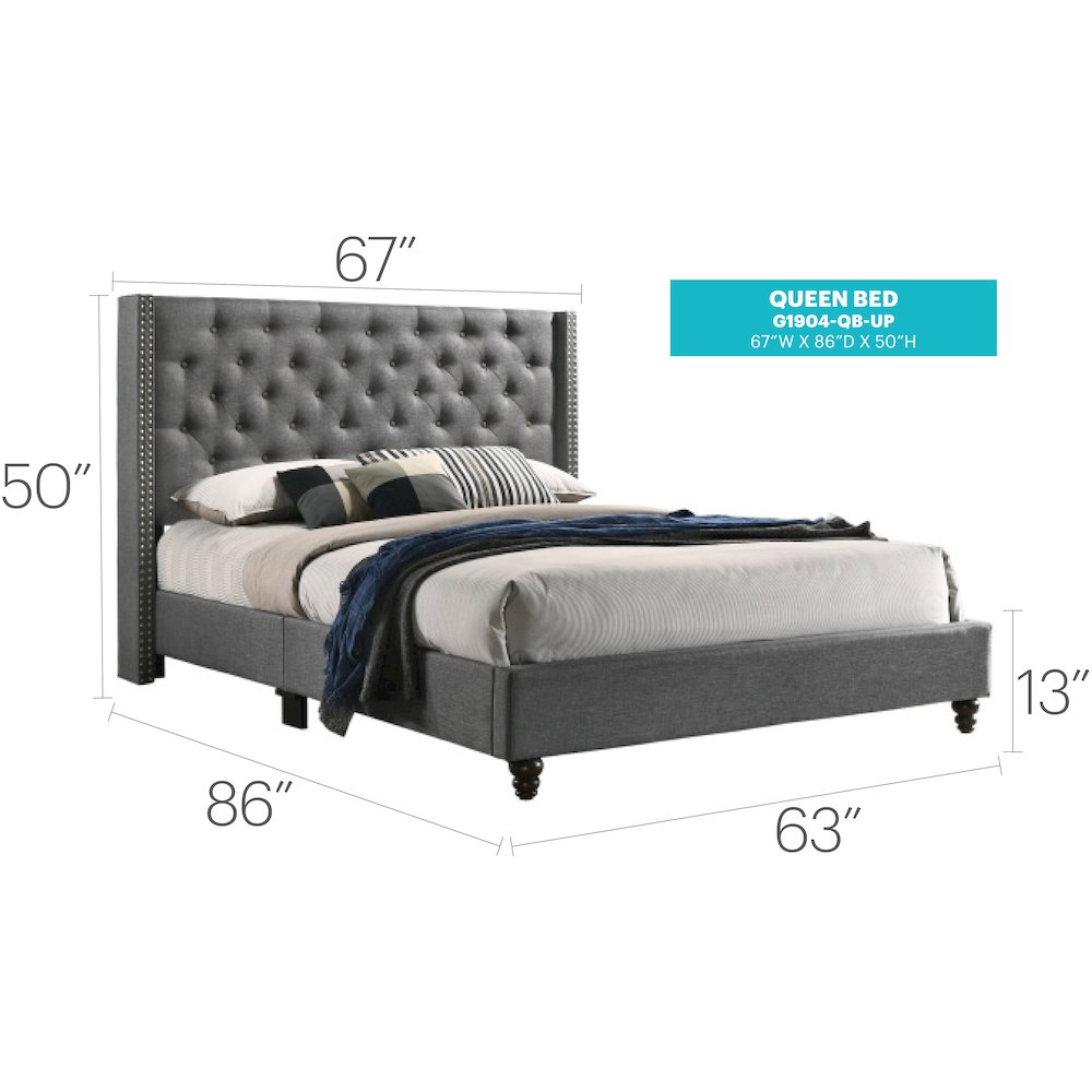 Glory Furniture Julie Full Bed in Gray Color. Picture 2