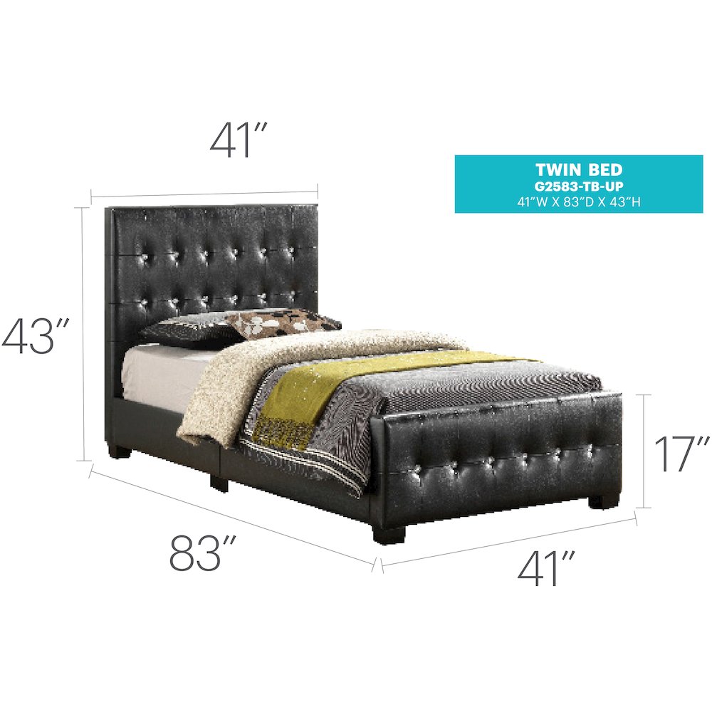 Glory Furniture Diamond Twin Bed in Black Color. Picture 8