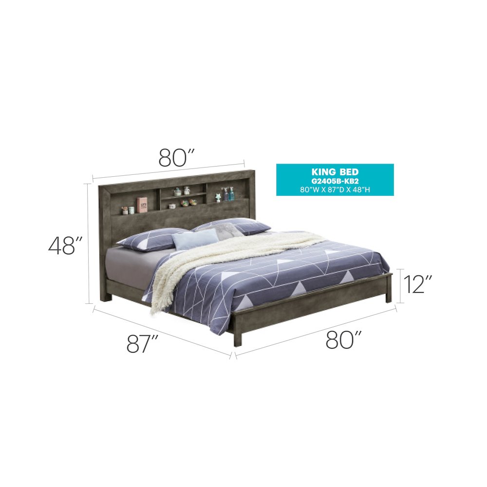 Glory Furniture Burlington King Bed in Gray Color. Picture 4