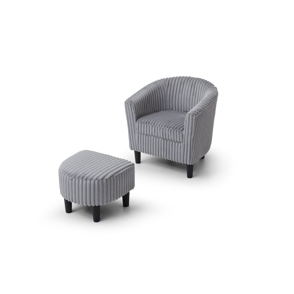 Accent Chair with Ottoman Set, Compact Lounge Chair for Bedroom, Gray. Picture 4