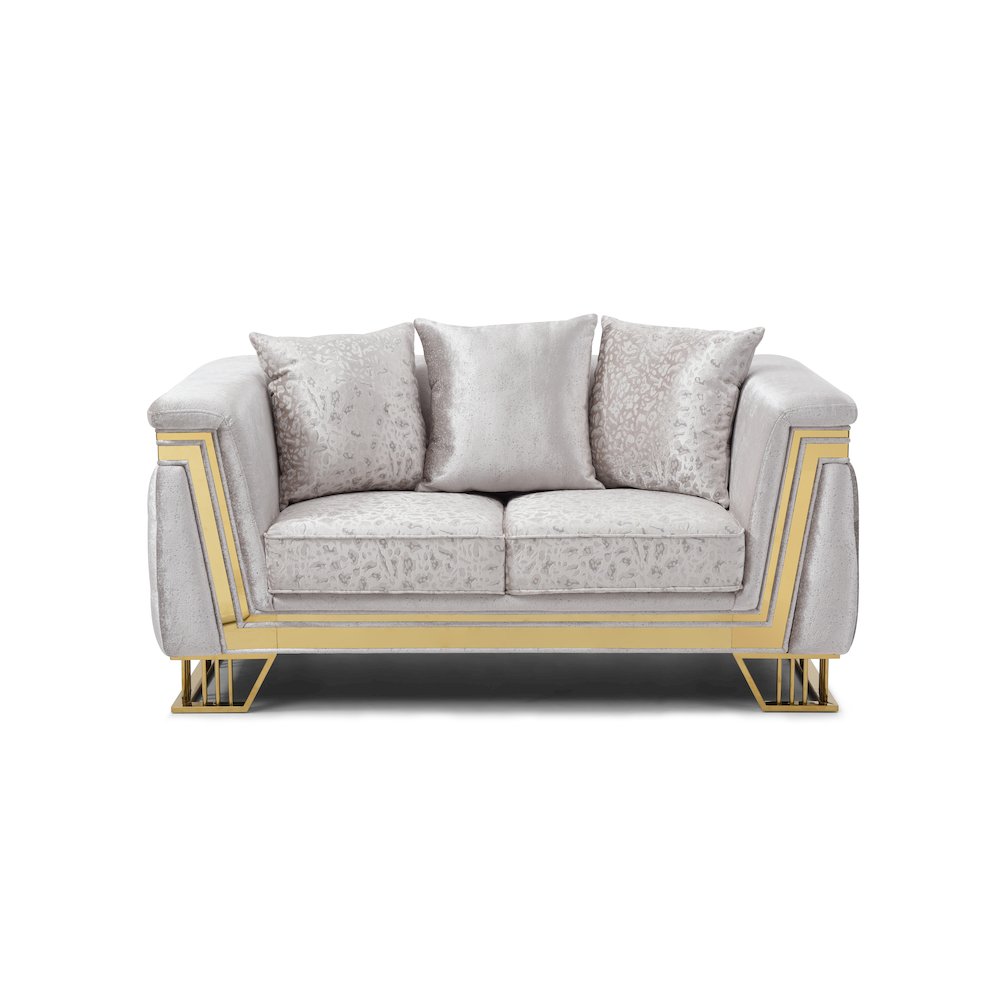 Glory Furniture Rebecca Loveseat , Shiny Silver. Picture 3