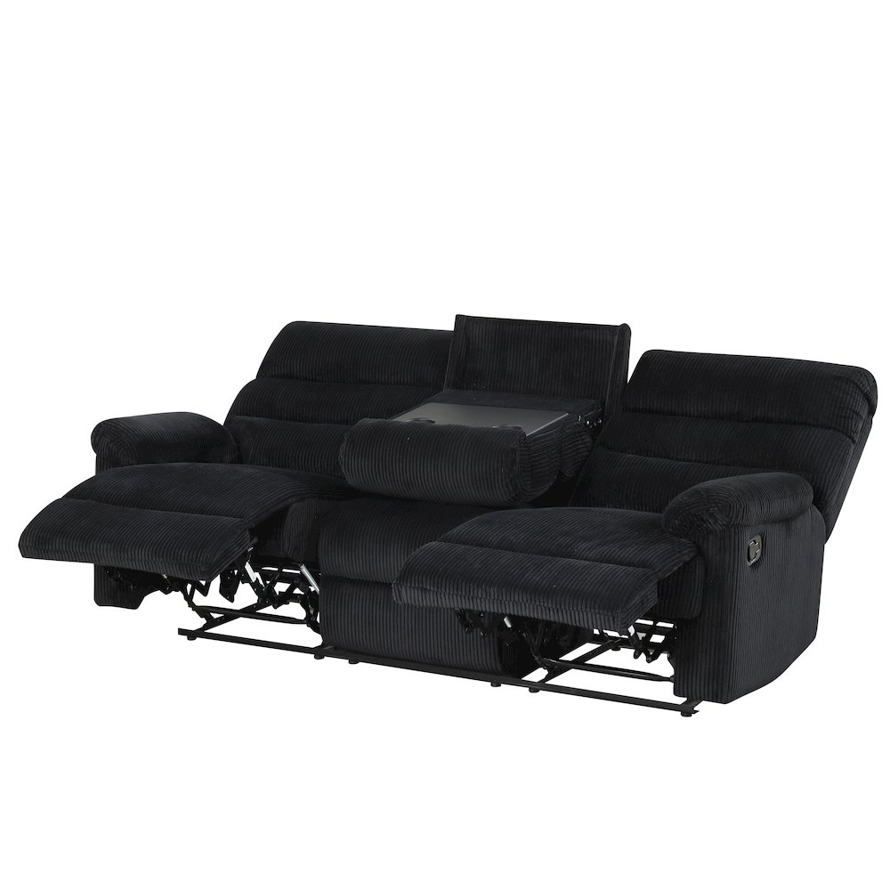 Glory Furniture Lucie Reclining Sofa, Black Color. Picture 4