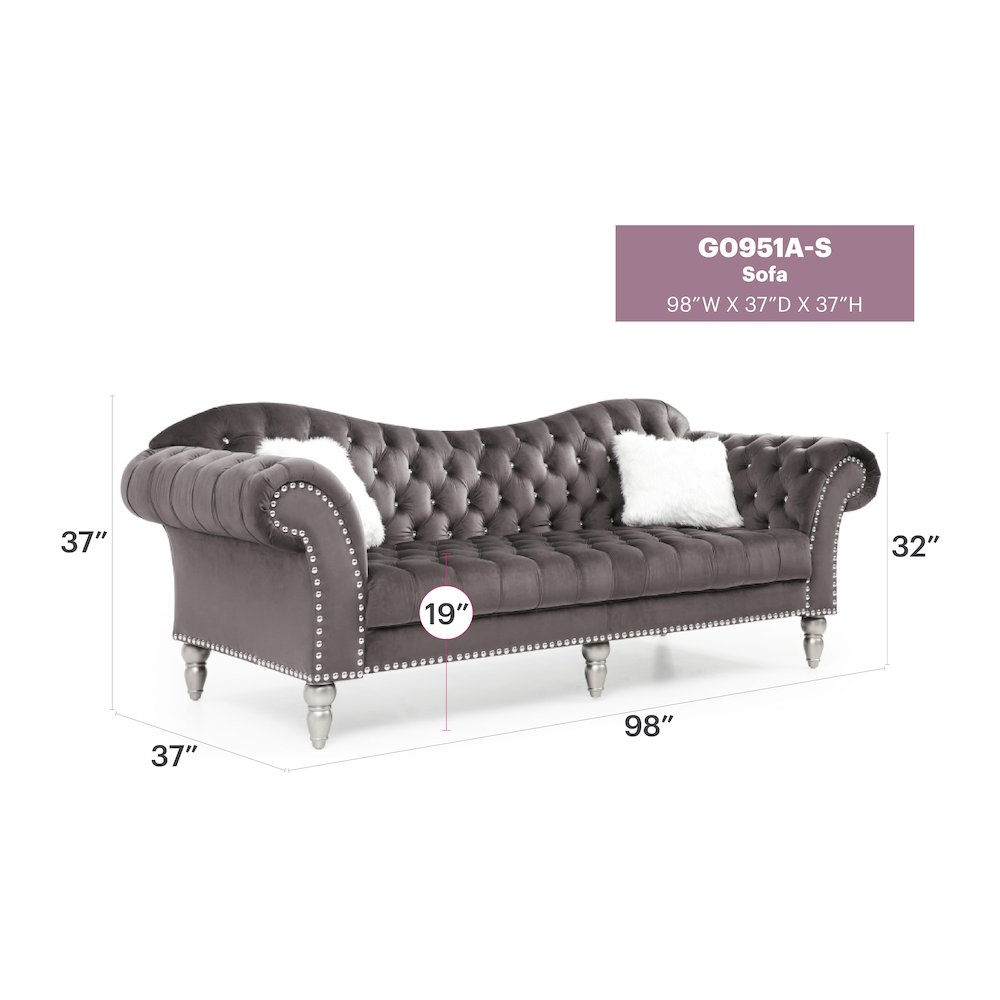 Glory Furniture Wilshire Sofa in Gray Color. Picture 7