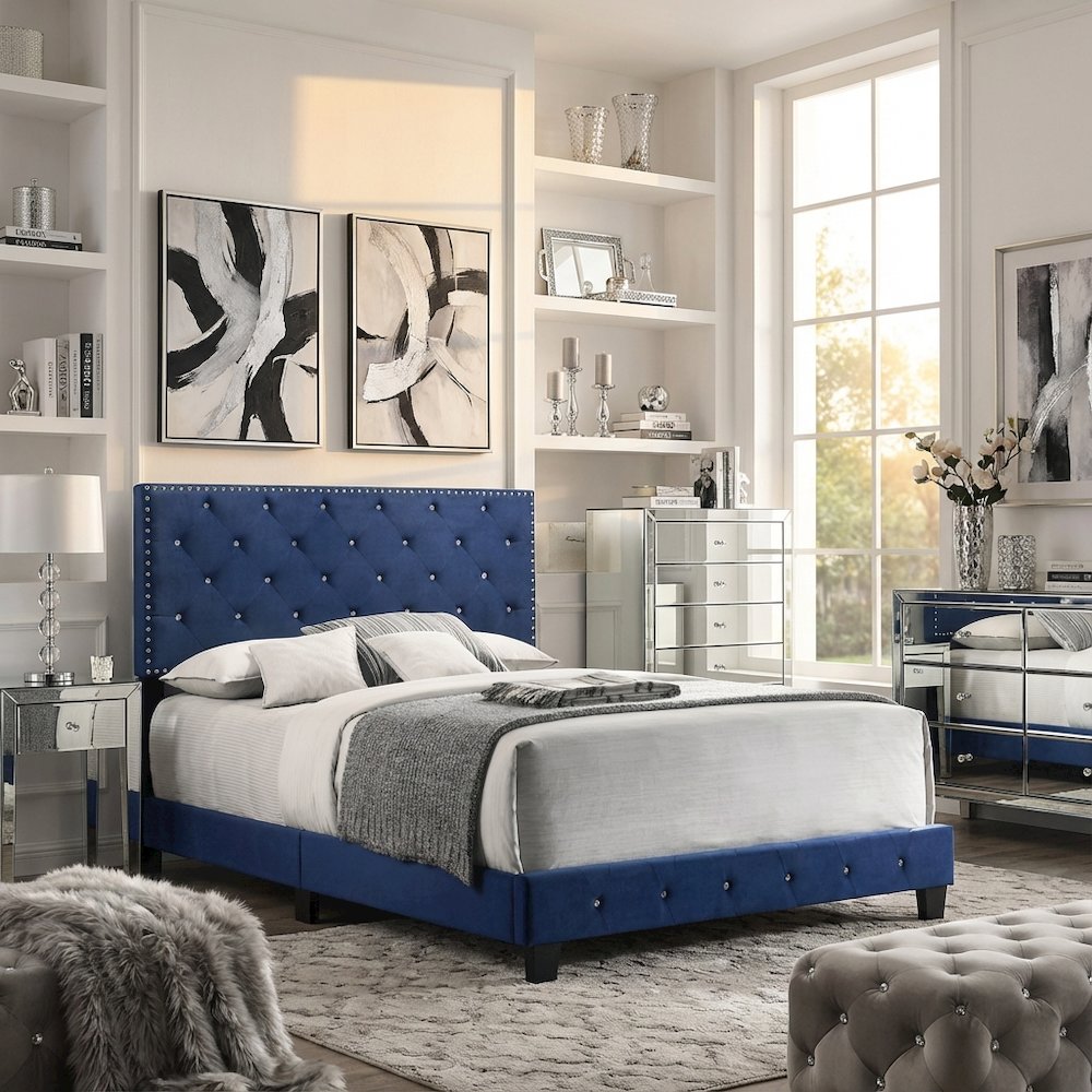 Glory Furniture Suffolk Full Bed in Navy Blue Color. Picture 8