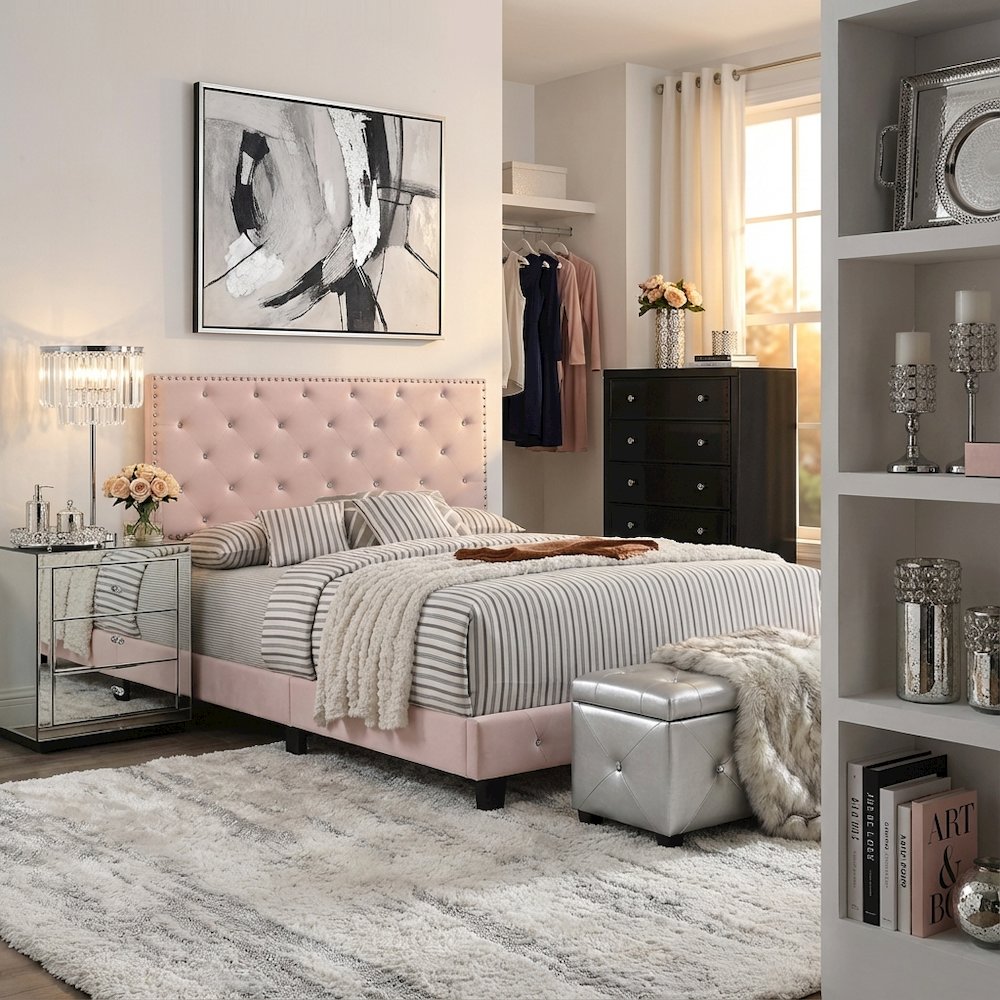Glory Furniture Suffolk Full Bed in Pink Color. Picture 7