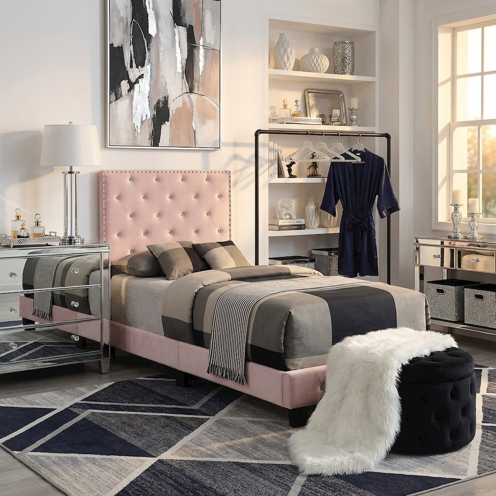 Glory Furniture Suffolk Twin Bed in Pink Color. Picture 8