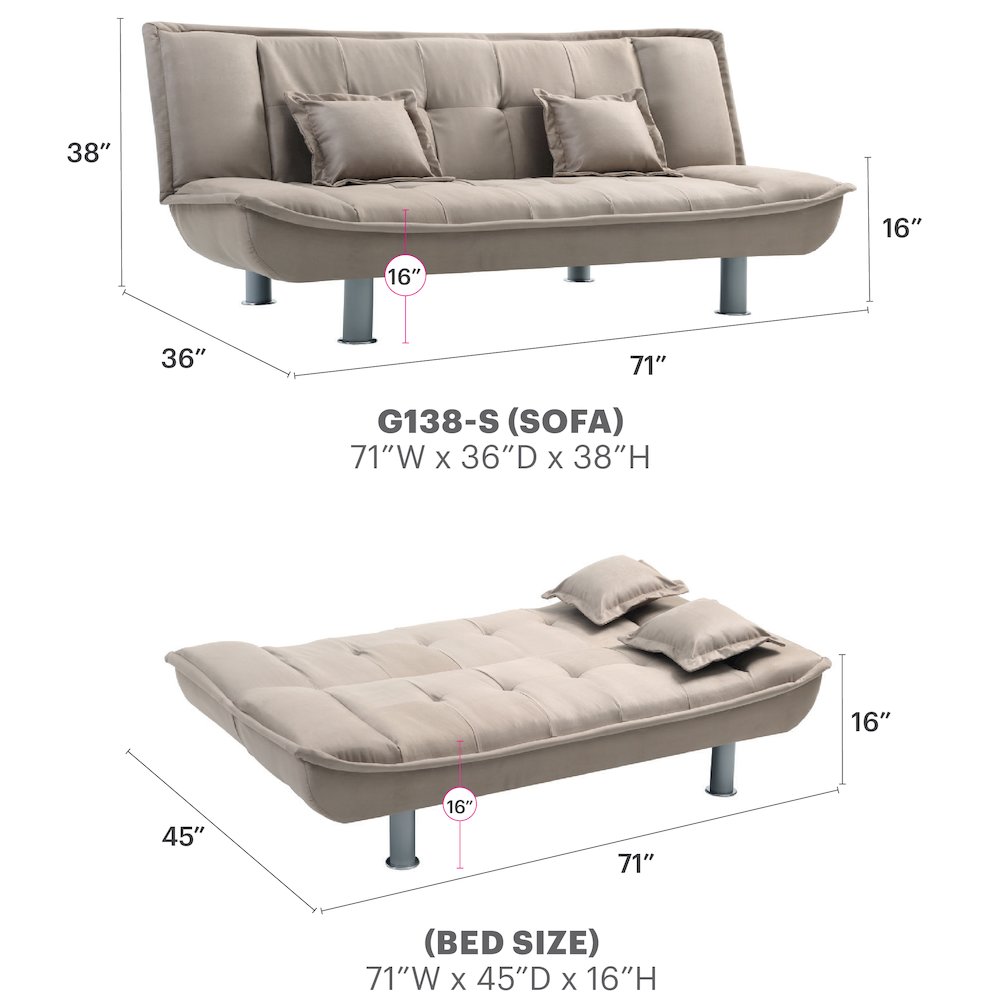 Glory Furniture Lionel Sofa Bed in Mocha Color. Picture 6