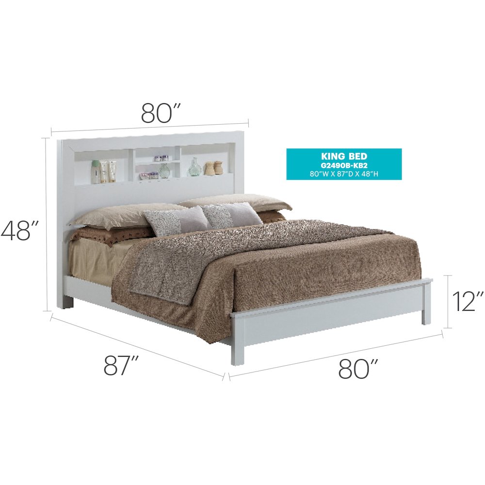 Glory Furniture Burlington King Bed in White Color. Picture 4