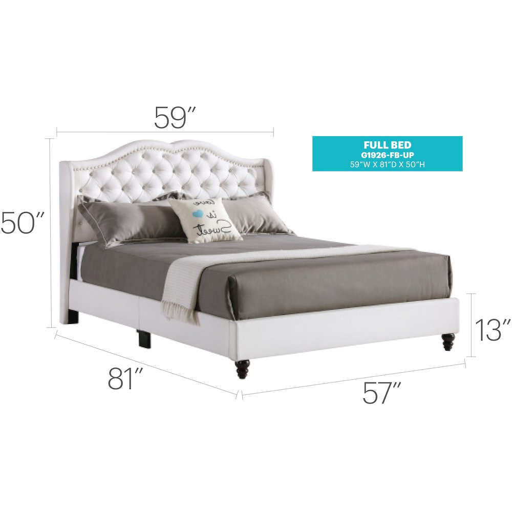 Glory Furniture Joy Full Bed in White Color. Picture 17