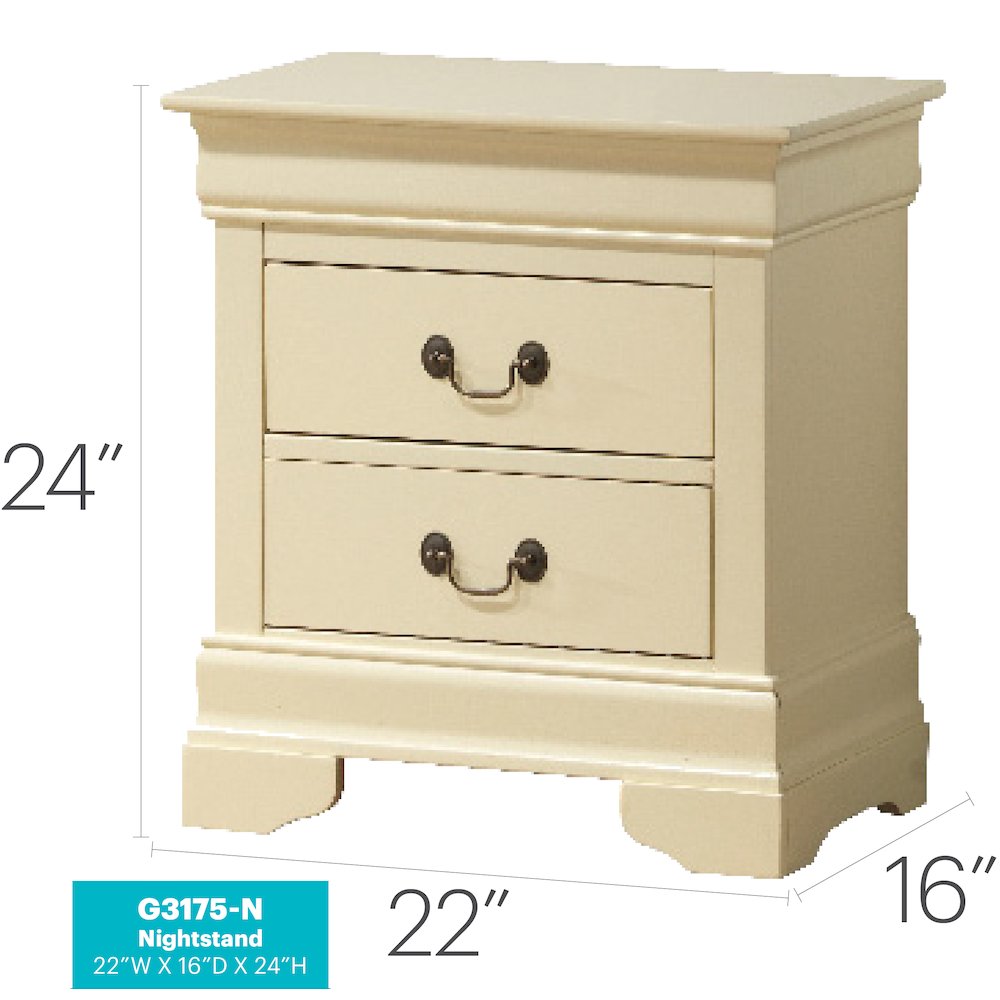 Glory Furniture Louis Phillipe Night Stand in Beige Color. Picture 8