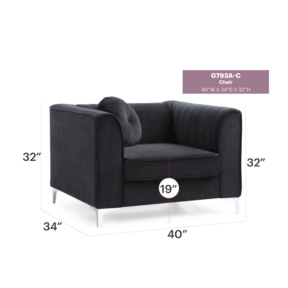 Glory Furniture Delray Accent Chair in Black Color. Picture 6