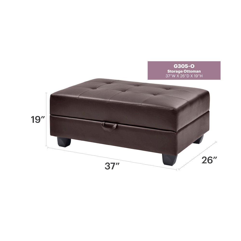 Glory Furniture Revere Ottoman in Cappuccino Color. Picture 7