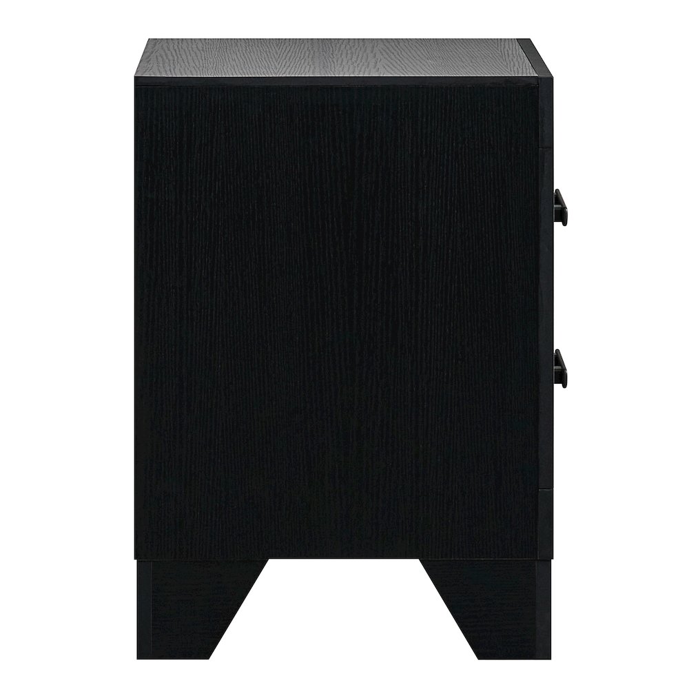 2-Drawer Nightstand with Modern Handles, Wood Grain Bedside Table for Bedroom. Picture 5
