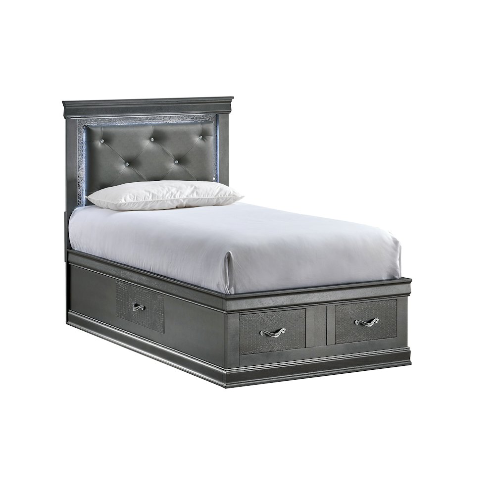 Glory Furniture Lorana Twin Bed, Gunmetal Gray Color. Picture 1