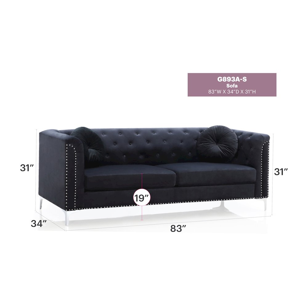 Glory Furniture Pompano Sofa in Black Color. Picture 8