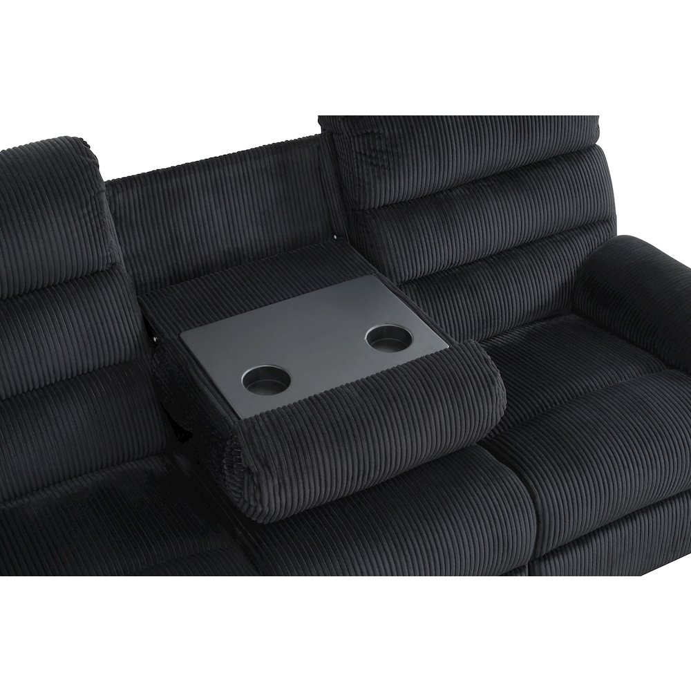 Glory Furniture Lucie Reclining Sofa, Black Color. Picture 5