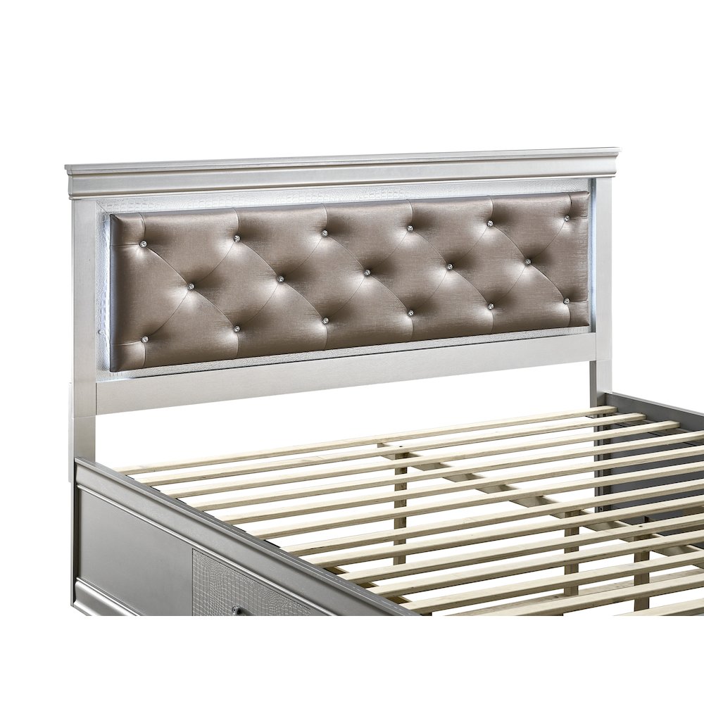 Glory Furniture Lorana King Bed, Silver Champagne Color. Picture 7