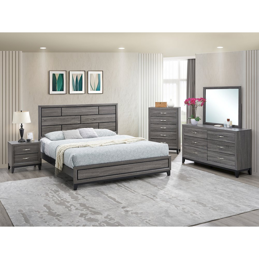 Contemporary Glasgow Queen Bed ( 2 Boxes) , Gray. Picture 8