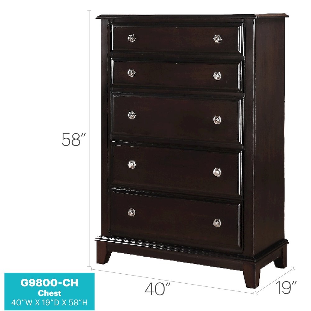 Glory Furniture Ashford Chest in Cappuccino Color. Picture 8