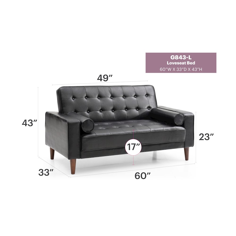 Glory Furniture Andrews Loveseat Bed in Black Color. Picture 7