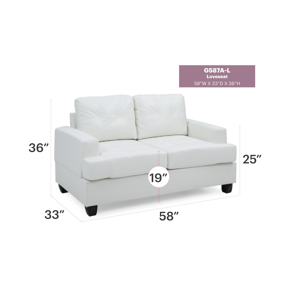 Glory Furniture Sandridge Loveseat in White Color. Picture 6