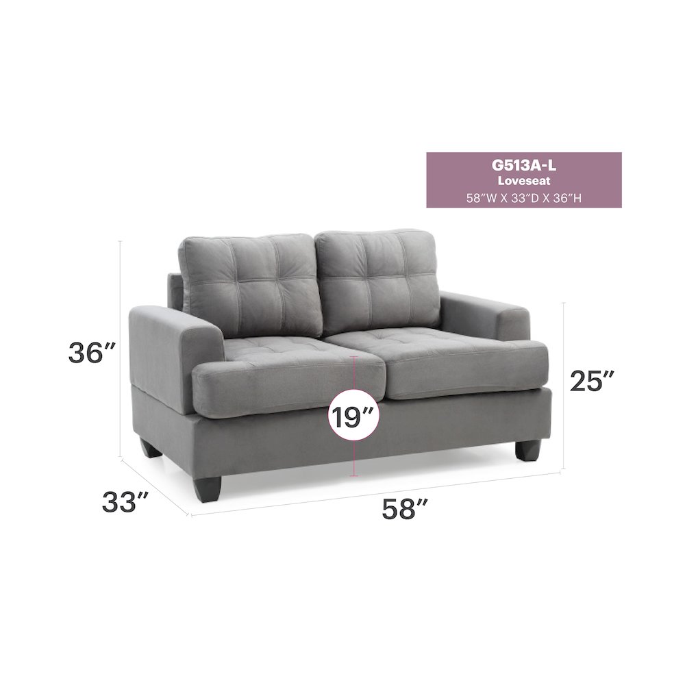 Glory Furniture Sandridge Loveseat in Gray Color. Picture 6