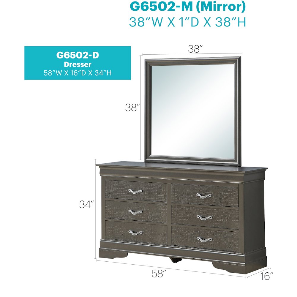 Glory Furniture Lorana Dresser in Metalic Black Color. Picture 8