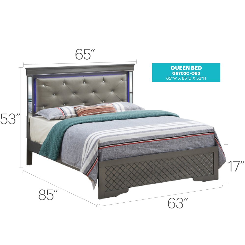 Glory Furniture Verona Queen Bed in Metalic Black Color. Picture 7