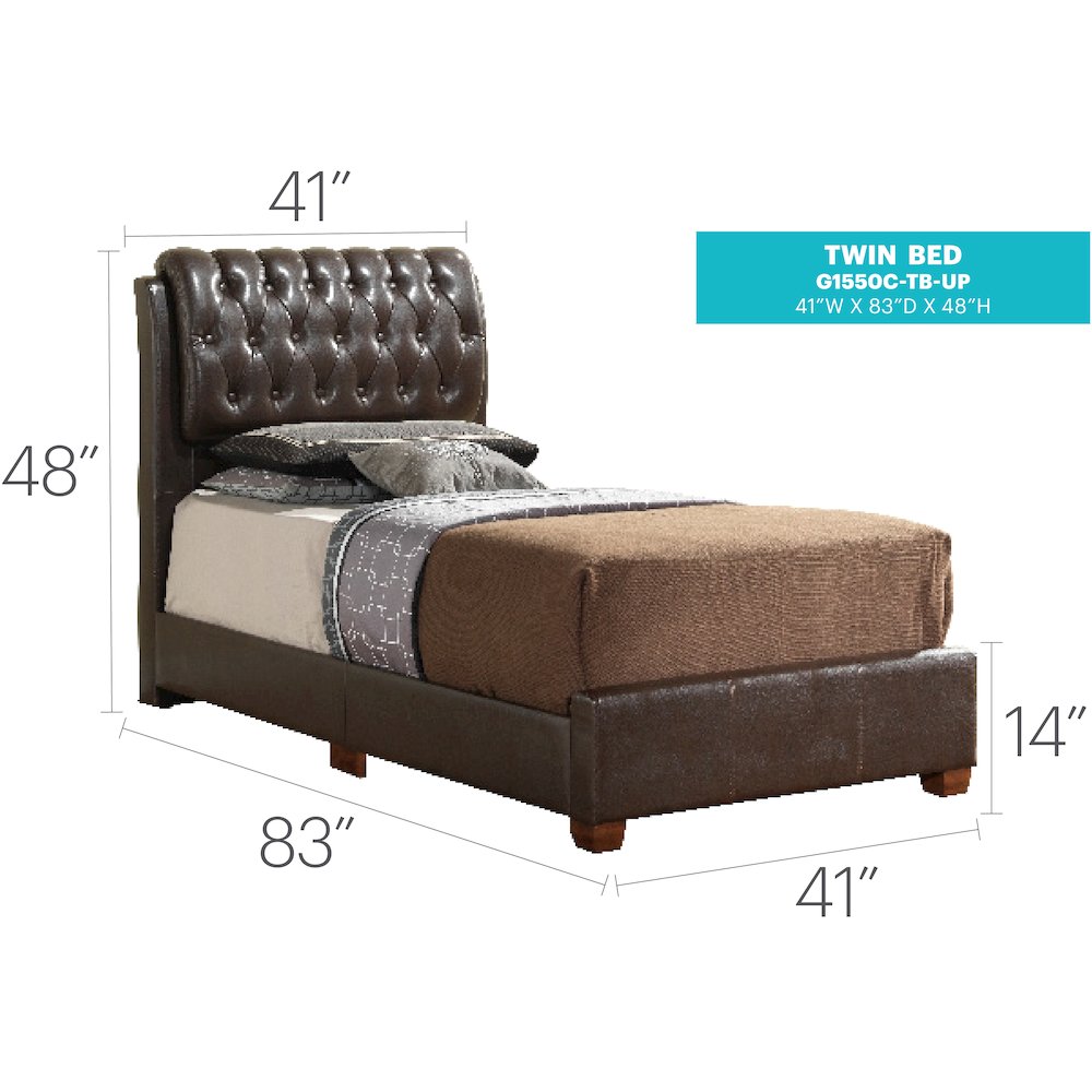 Glory Furniture Marilla Twin Bed in Dark Brown Color. Picture 10